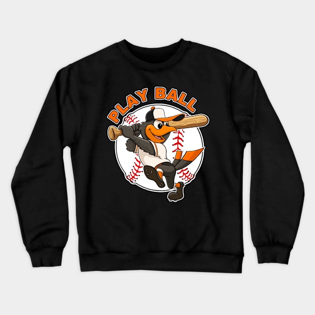 The Oriole Bird Mascot Baltimore Baseball Crewneck Sweatshirt by GAMAS Threads